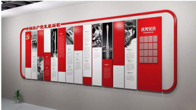 红色中国共产党发展历程党建文化墙设计
